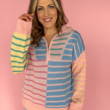 Half Zip Striped Sweater - Ana Patricia Boutique