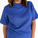 Crew Neck Short Sleeve Top- Blue - Ana Patricia Boutique