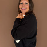 Floral Applique Crewneck- Black
