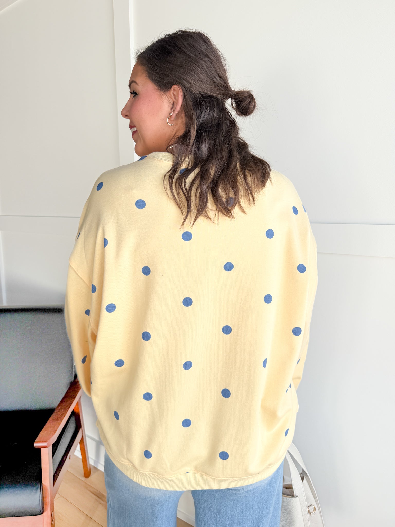 Polka Dot French Terry Top- Yellow/Blue - Ana Patricia Boutique