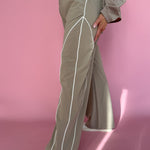 Curved Track Pants- Taupe - Ana Patricia Boutique