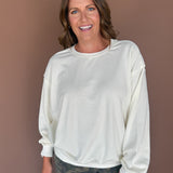 Mineral Wash Crewneck- Cream