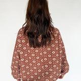 Floral Jacquard Pullover- Brown
