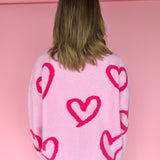 Painted Heart Sweater- Pink