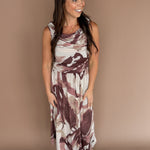 Abstract Sleeveless Dress-Mocha - Ana Patricia Boutique
