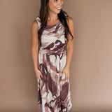 Abstract Sleeveless Dress-Mocha - Ana Patricia Boutique