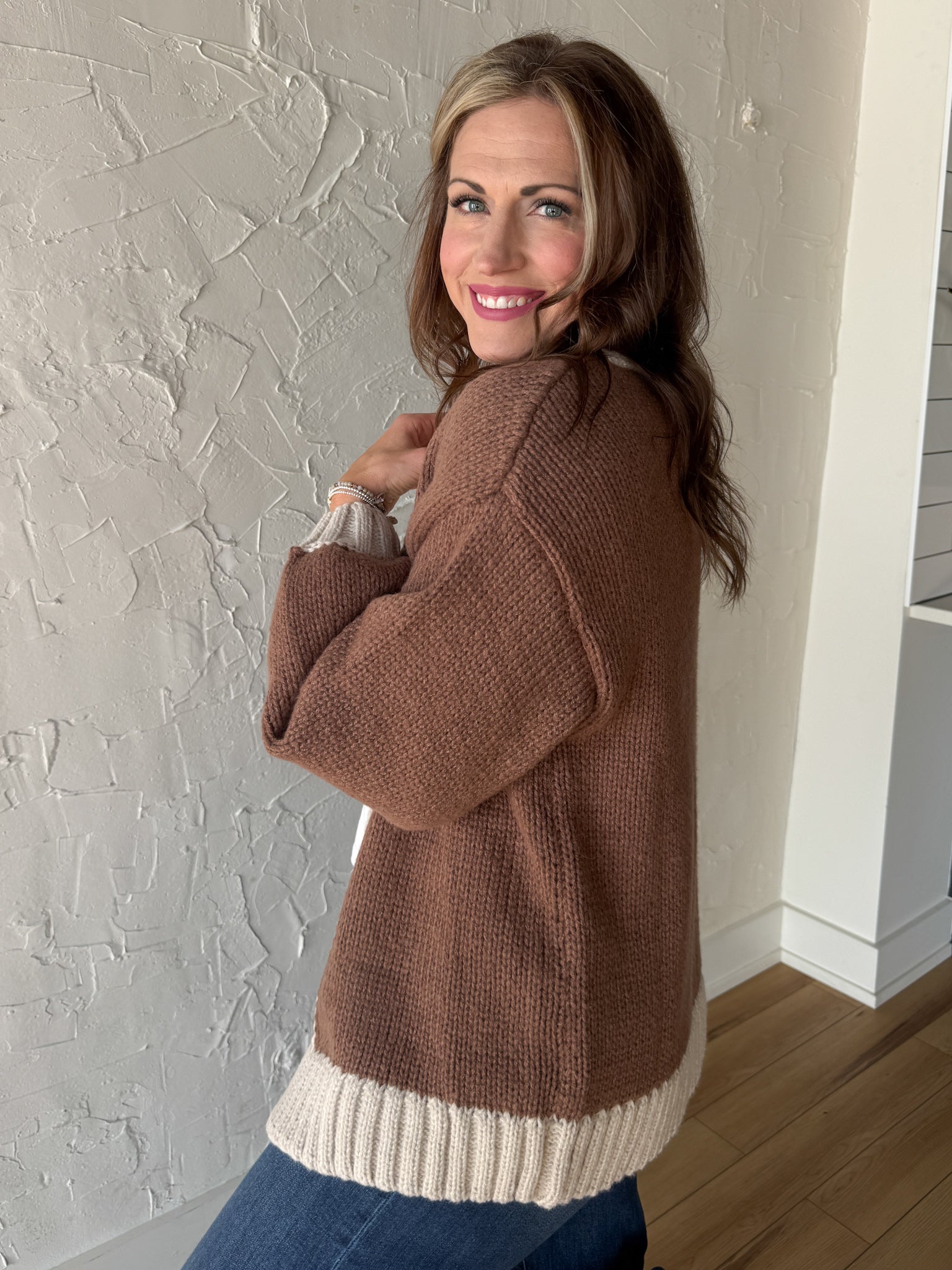Open Front Sweater Cardigan- Mocha - Ana Patricia Boutique