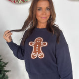 Gingerbread Cookie Sweater- Navy