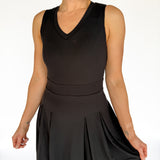 Pleated Romper Dress- Black