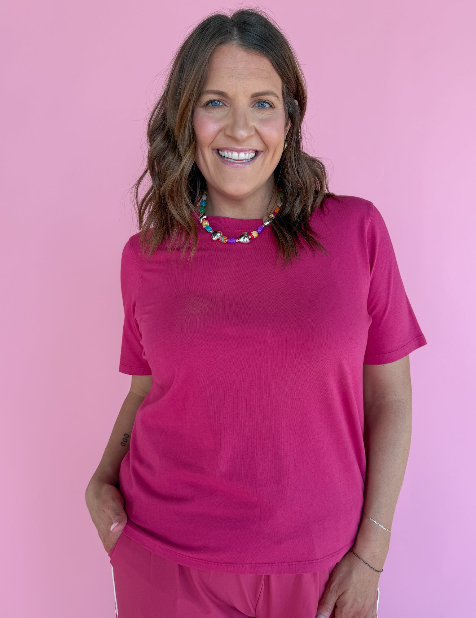 Classic Boxy Fit Tee- Pink - Ana Patricia Boutique