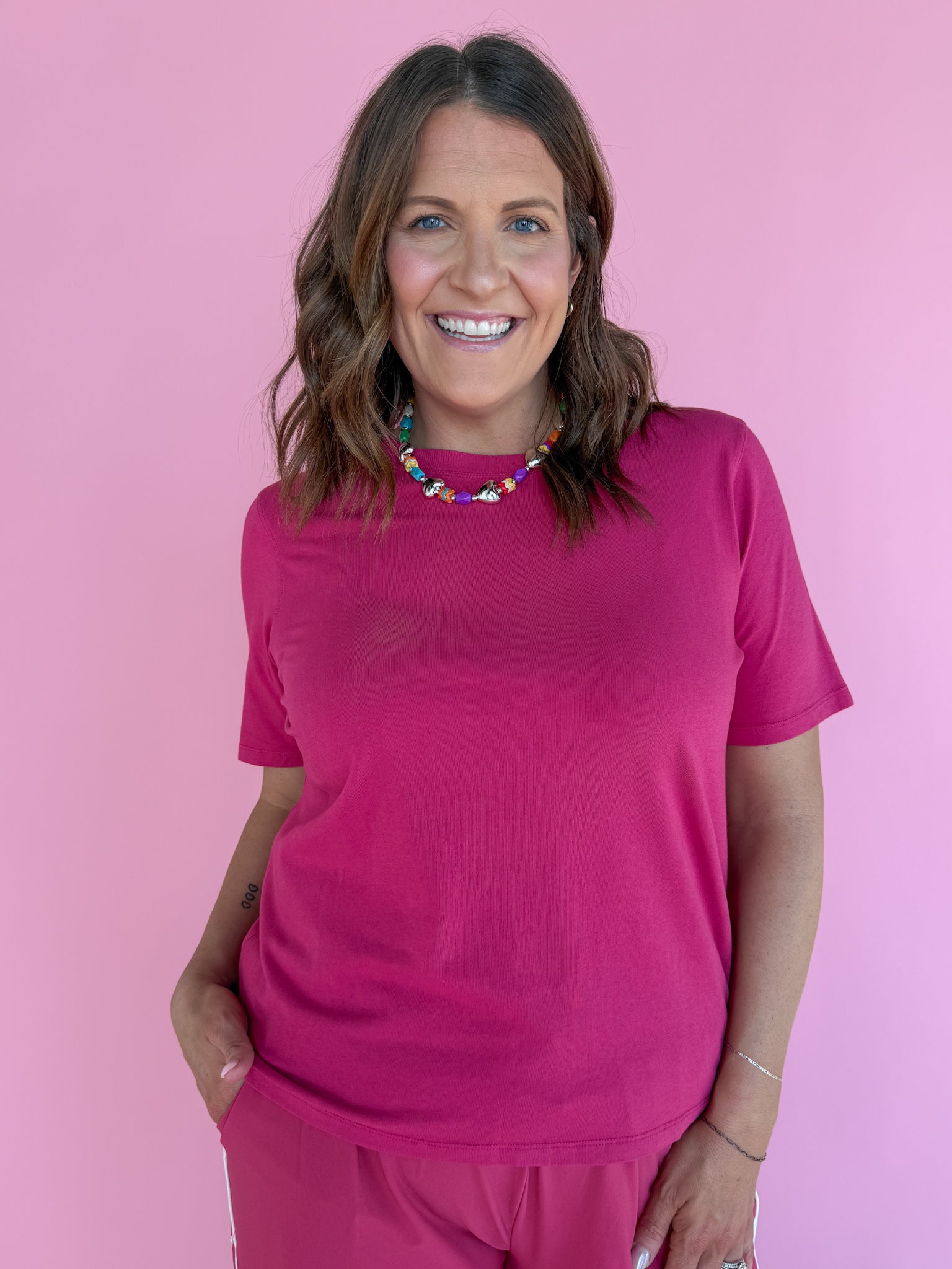 Classic Boxy Fit Tee- Pink - Ana Patricia Boutique