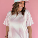 Oversized Stripe Tee- Pink/White - Ana Patricia Boutique