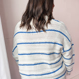 Blue Striped Sweater- Ivory