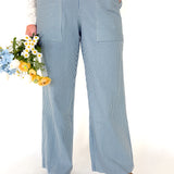 Striped Wide Leg Pants- Blue