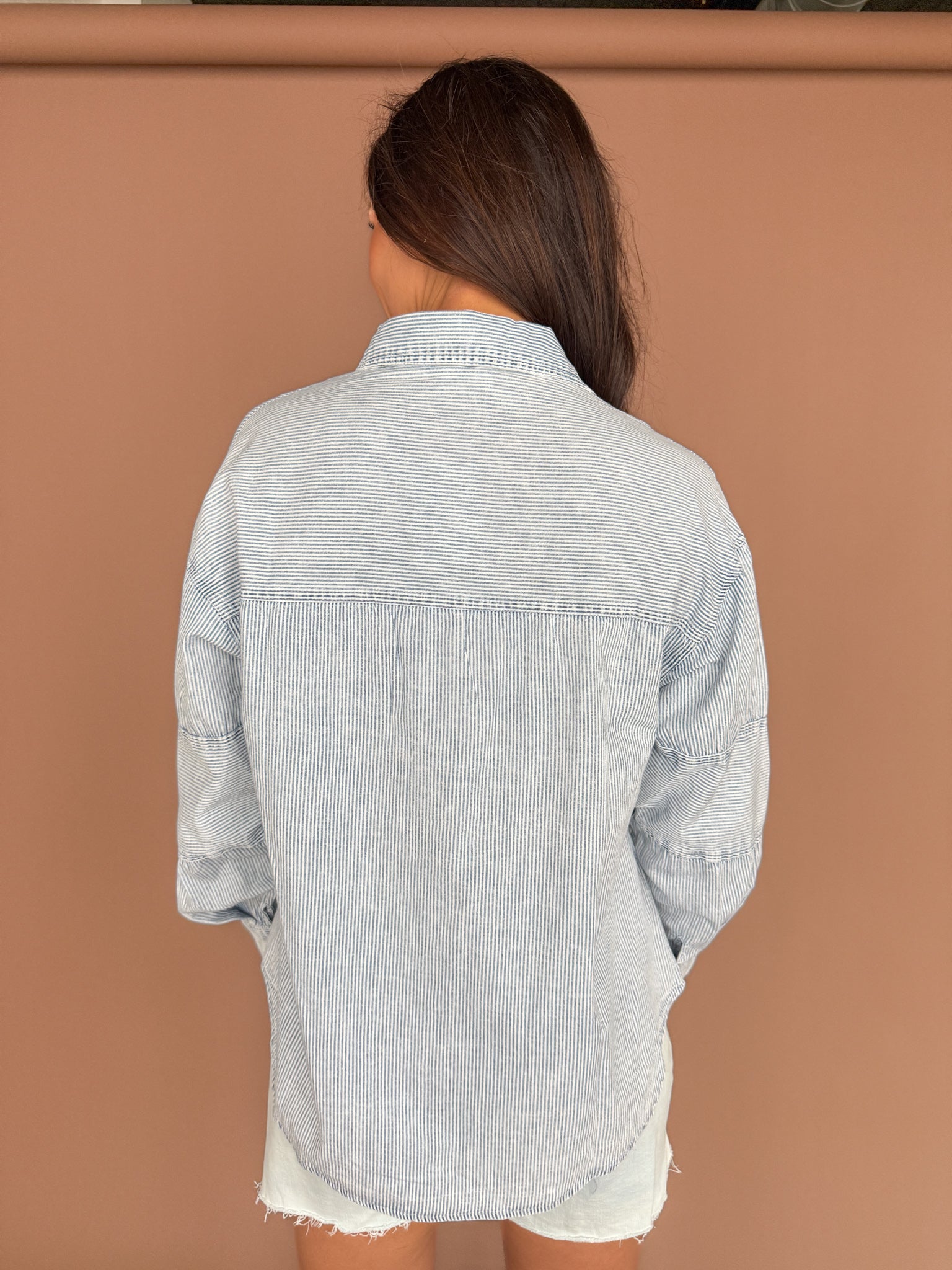 Chambray Striped Button Down-Light - Ana Patricia Boutique