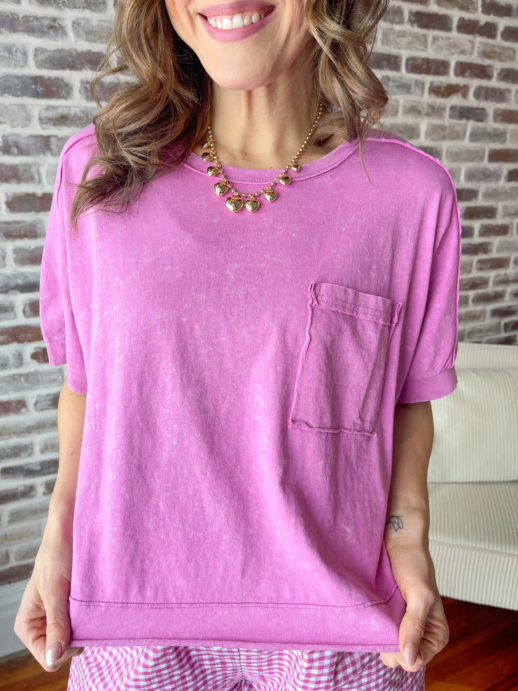 Mineral Wash Tee- Pink