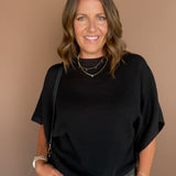 Crewneck Dolman Sweater- Black