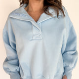 High Collar Pullover - sky Blue
