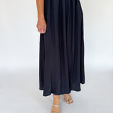 Stripe Mixed Media Dress- Navy/Ivory