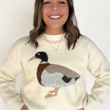 Mallard Duck Knit Sweater- Ivory