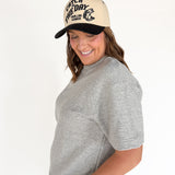 Crew Neck Short Sleeve Top- Heather Grey - Ana Patricia Boutique