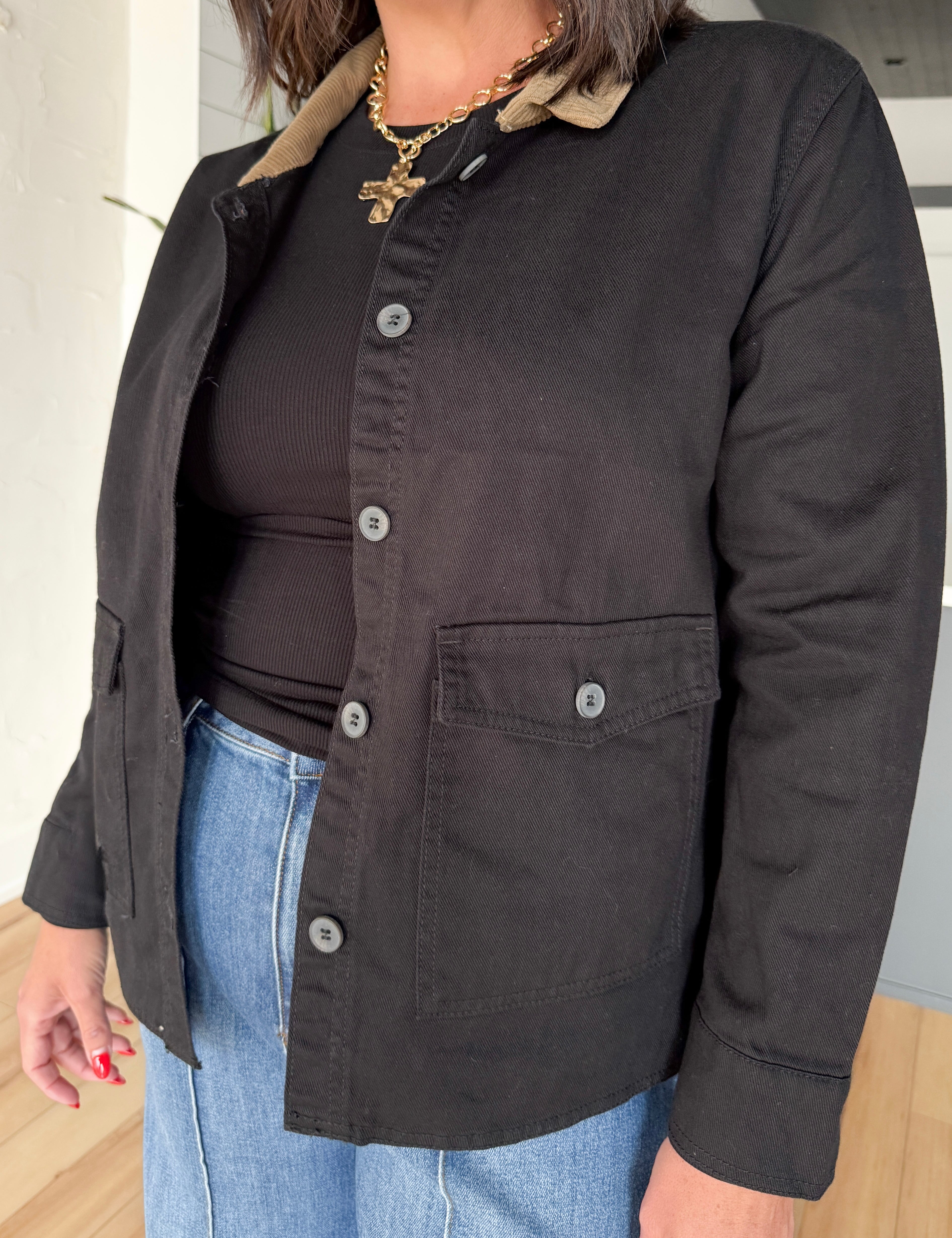 Twill Barn Jacket- Black - Ana Patricia Boutique