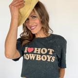 I Love Hot Cowboys Graphic Tee- Black