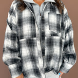 Plaid Flannel Button Up- Black