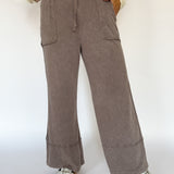 Cotton Slub Lounge Pant-Mocha - Ana Patricia Boutique