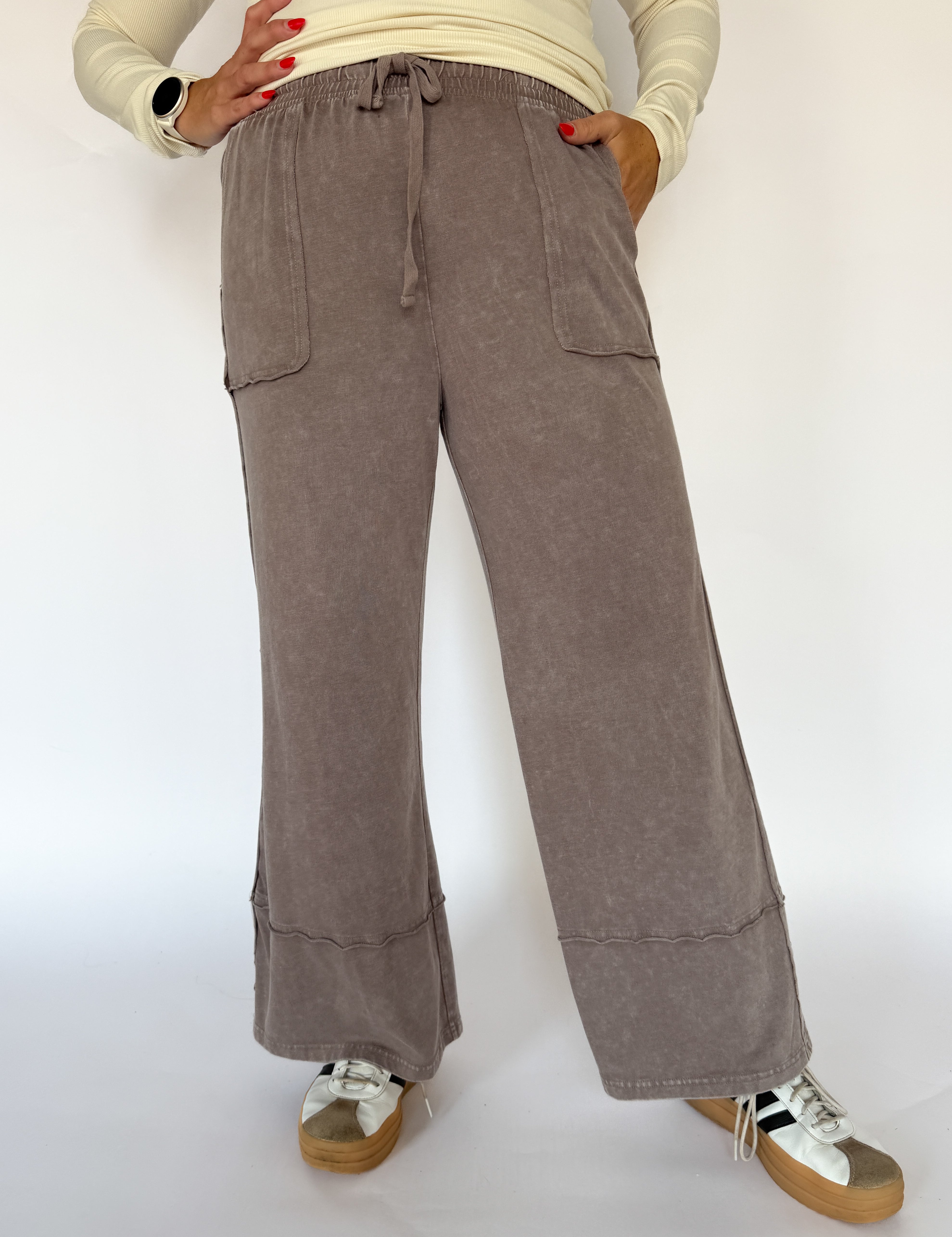 Cotton Slub Lounge Pant-Mocha - Ana Patricia Boutique