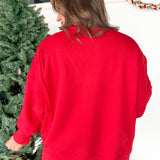 Merry French Terry Pullover- Red