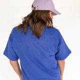 Crew Neck Short Sleeve Top- Blue - Ana Patricia Boutique