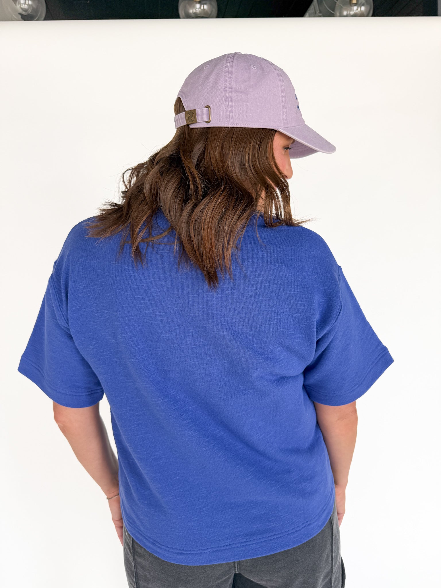 Crew Neck Short Sleeve Top- Blue - Ana Patricia Boutique