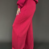 Pintuck Wide Leg Pants- Dk Red