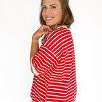 Stripe Oversized Tee- Red - Ana Patricia Boutique