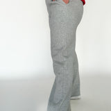 Fleece Wide Leg Sweatpants- Heather Grey