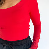 Butter Round Long Sleeve Top- Red