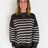Oversized Stripe Sweater- Charcoal
