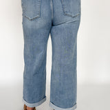 High Rise Rolled Leg Denim Jeans