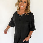 V Back Romper- Black - Ana Patricia Boutique