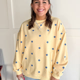 Polka Dot French Terry Top- Yellow/Blue - Ana Patricia Boutique