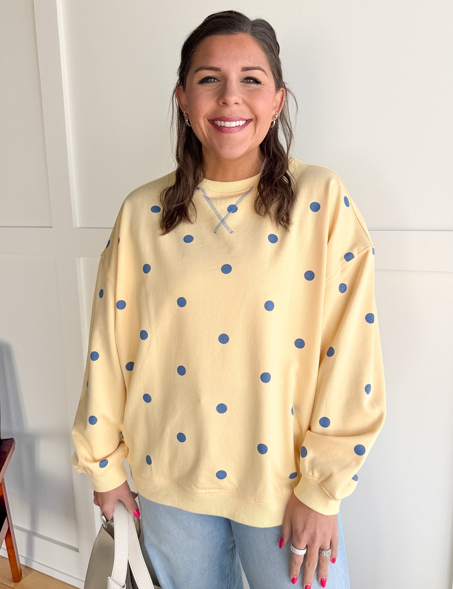 Polka Dot French Terry Top- Yellow/Blue - Ana Patricia Boutique