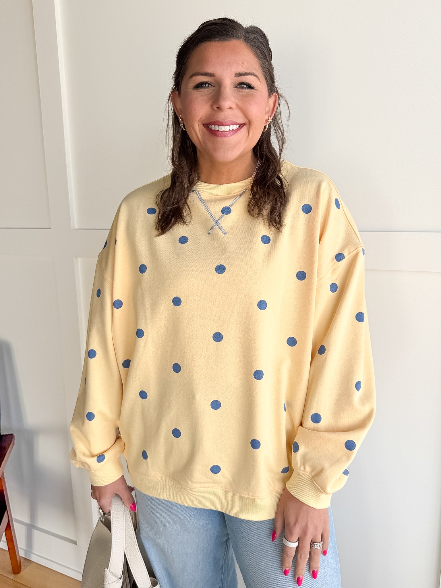 Polka Dot French Terry Top- Yellow/Blue - Ana Patricia Boutique