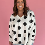 V Neck Polka Dot Pullover-Ivory/Black - Ana Patricia Boutique