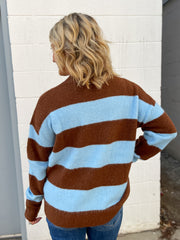 The Bailey Stripe Sweater- Blue/Brown