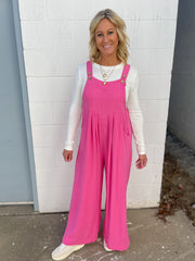 The Dawn Wide Leg Overalls -Pink - Ana Patricia Boutique