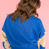 Color Block Sweatshirt- Blue/Bone - Ana Patricia Boutique