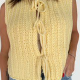 Front Tie Sweater Vest- Butter Yellow