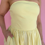 Strapless Midi Dress-Yellow - Ana Patricia Boutique