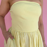Strapless Midi Dress-Yellow - Ana Patricia Boutique